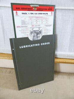 Jeep Schmierplan + Halter Für Us Willy ́s Mb, Ford Gpw, Hotchkiss M201 + Anhänger