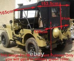 Pour Jeep Willys Ford MB GPW Toit en toile et ensemble de coussins Vert militaire S2u