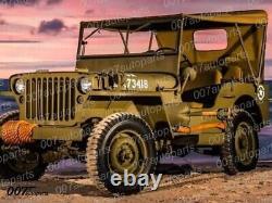 Pour Jeep Willys Ford MB Gpw Toile Top Et Coussin Set G-503- En Noir