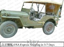 TOIT EN TOILE PIQUÉ POUR JEEP WILLYS Ford MB GPW VERT, MARRON, GRIS, NOIR