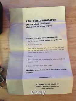 Vintage Ac Spark Plug Cam Dwell Indicateur Outil Avec Cas Automobile Outil Antique